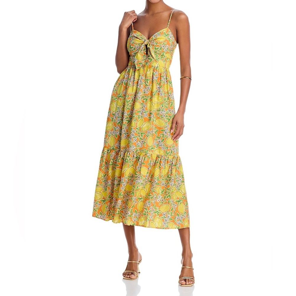 Aqua Yellow Floral Midi Dress